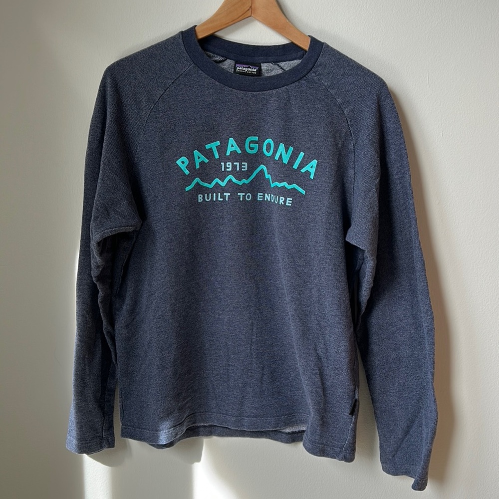 Patagonia Women’s Geologers Ahnya Crewneck Sweatshirt Size S in Heathered Blue.
